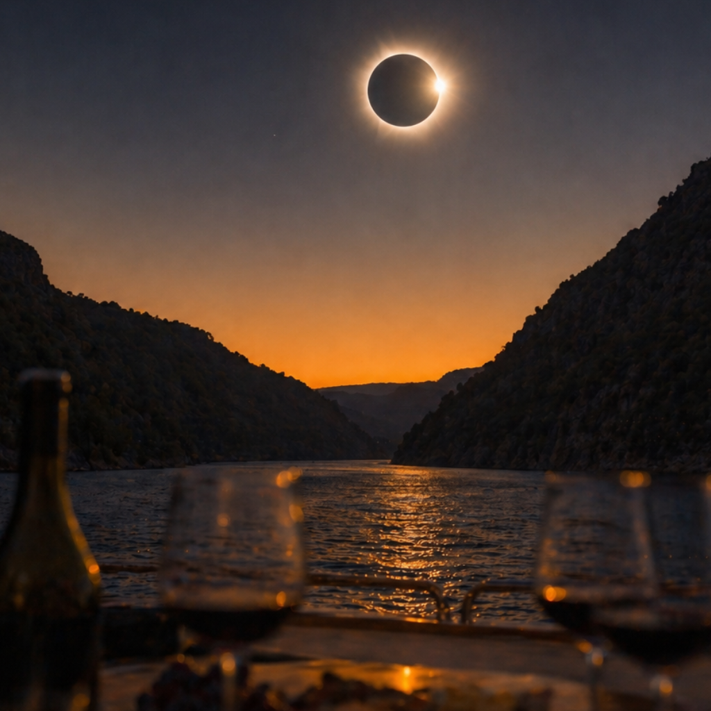 Eclipse desde el agua y cata en bodega de la Ribeira Sacra
