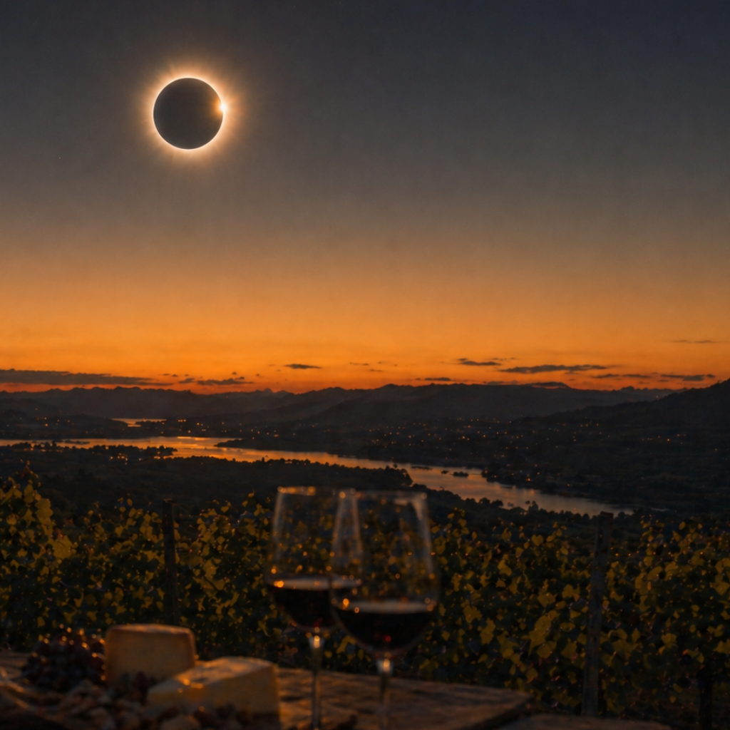 Eclipse desde el Miño: ver eclipse en barco + cata en viñedo O Ribeiro